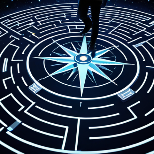 **A person navigating a dark labyrinth, holding a compass that glows with their core values. Data points float around them like stars, illuminating the path forward.** (This represents the overall theme of navigating decision-making with data and values.)