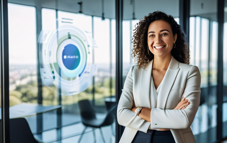 가치 기반 우선순위화의 효과적인 채널 관리 - **Prompt:** A dynamic, wide-angle shot of a successful Portuguese female digital marketing entrepren...