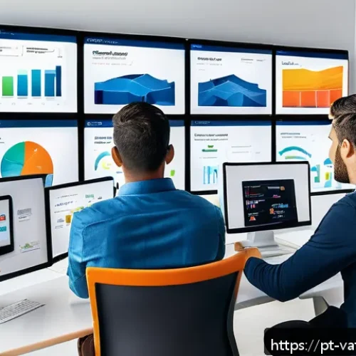 Home 33 가치 기반 우선순위화와 고객 가치 - A modern office setting showing a diverse team of marketing professionals analyzing detailed consume...